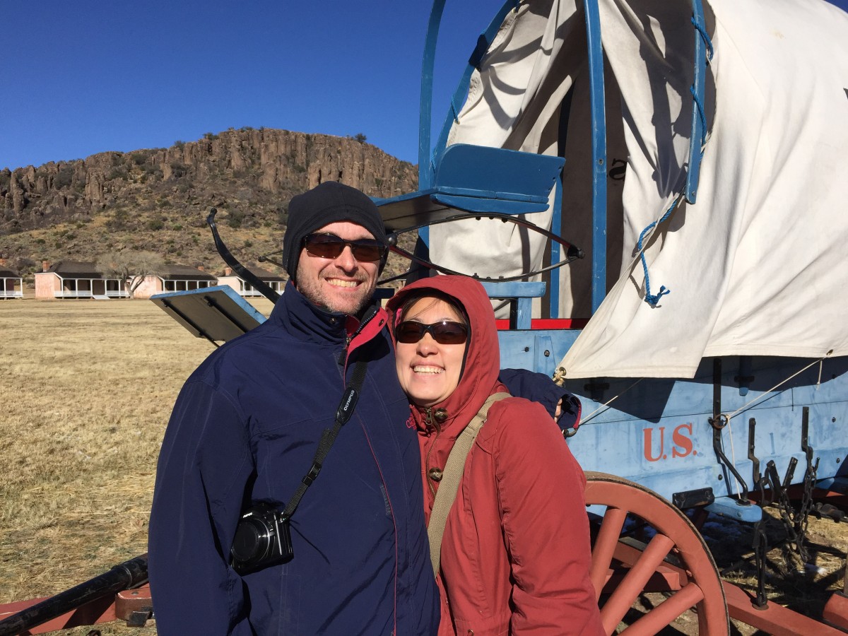 Visiting historic Fort Davis on a cold and windy day.