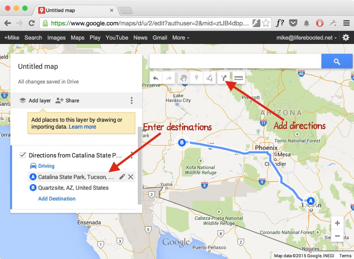 Figure 12 -- adding directions to the Google map