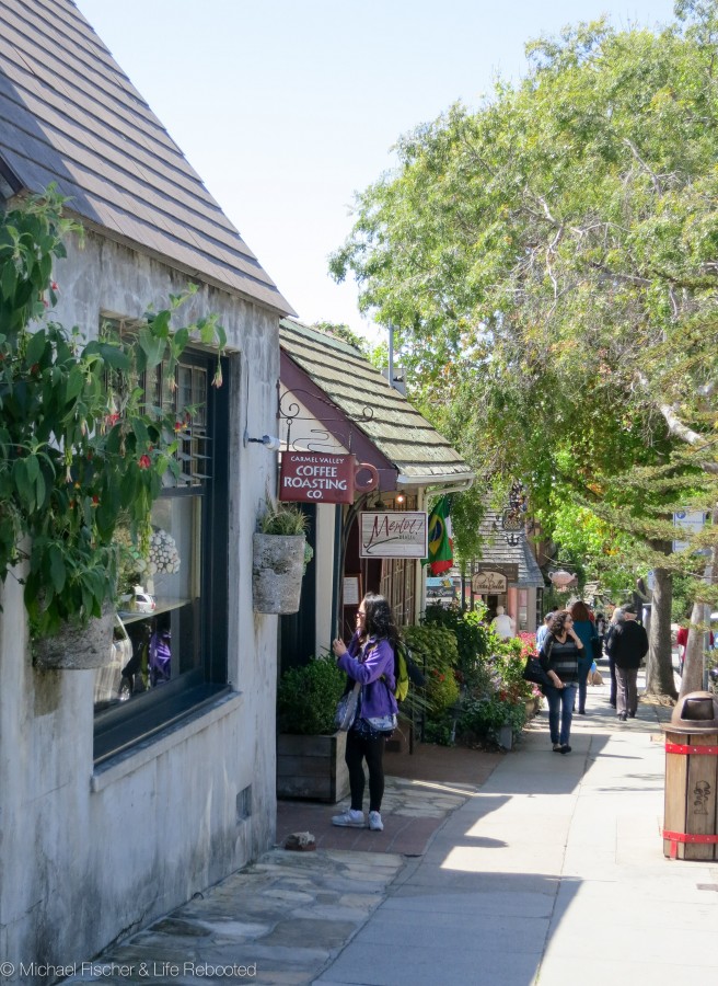 Checking out the quaint shops in Carmel.