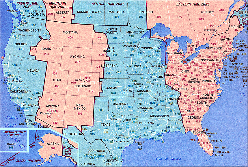 Printable Area Code Time Zone Map Printable Word Searches