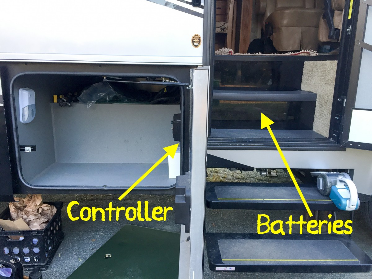 The solar controller will be installed right next to the existing batteries.