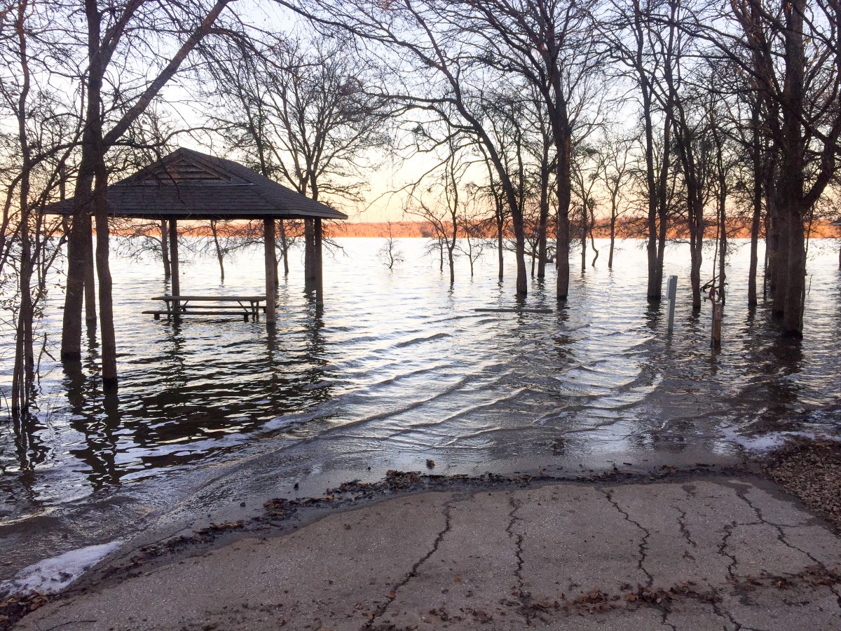 One of the many flooded campsites at Loyd Park.