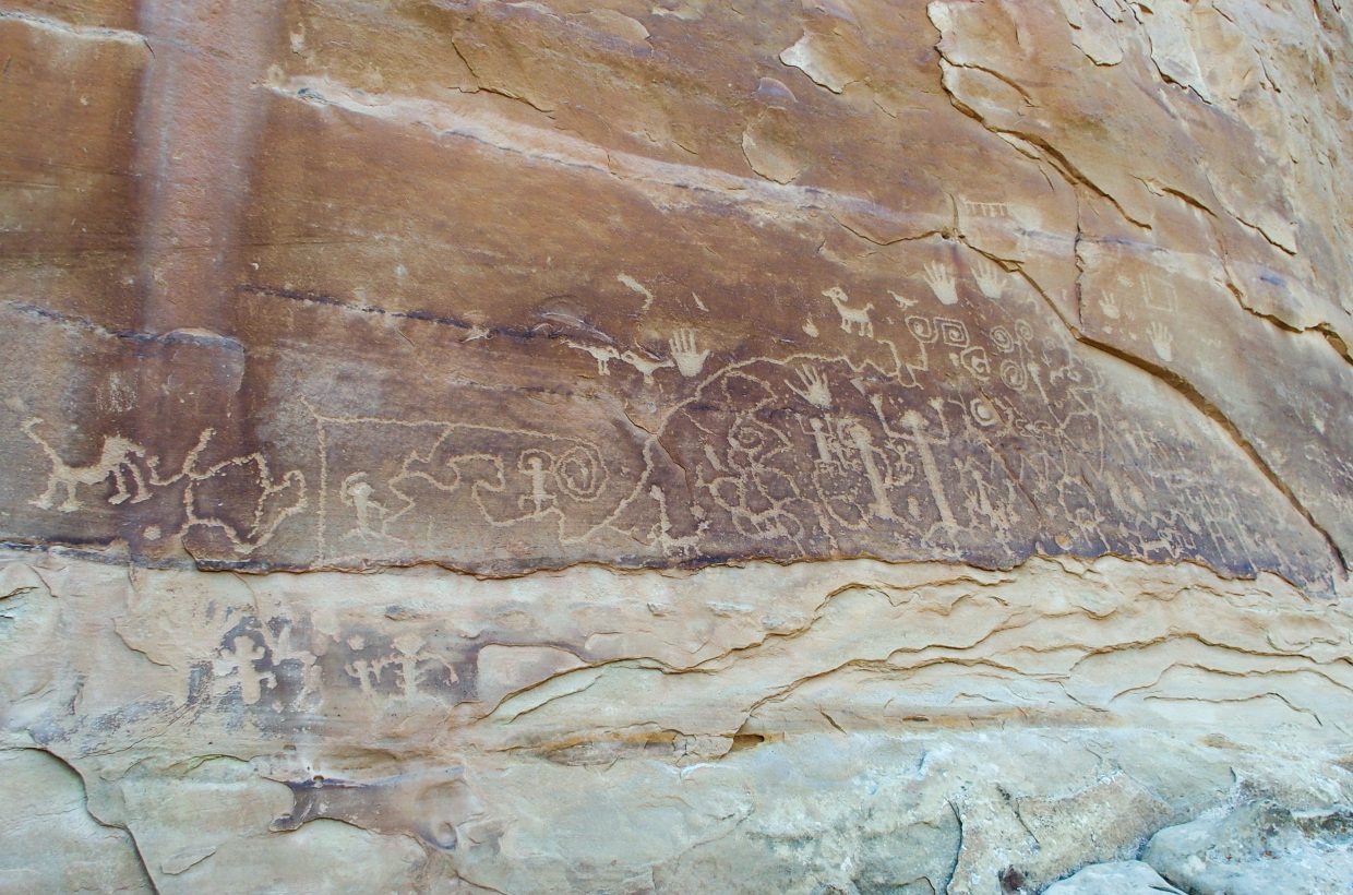 Wall of petroglyphs at Mesa Verde