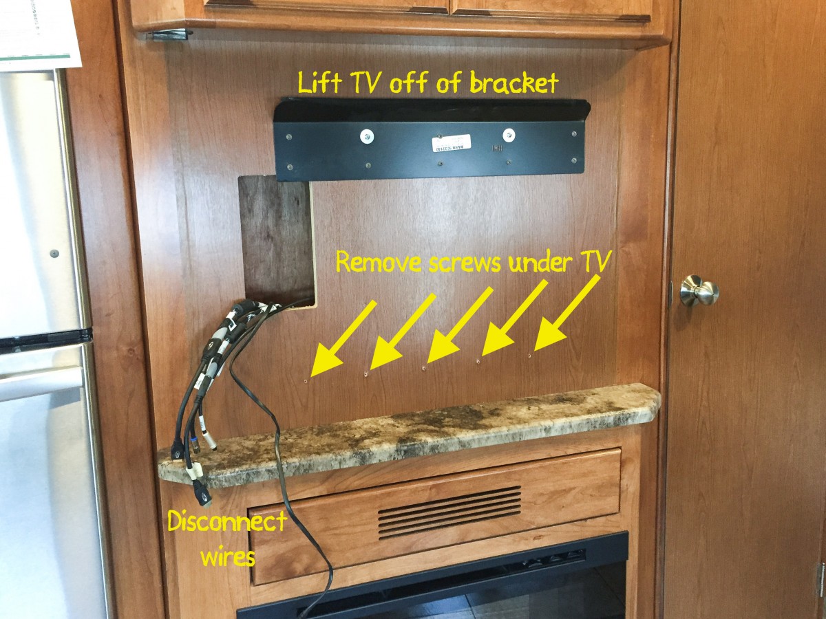 Removing the TV from the wall.