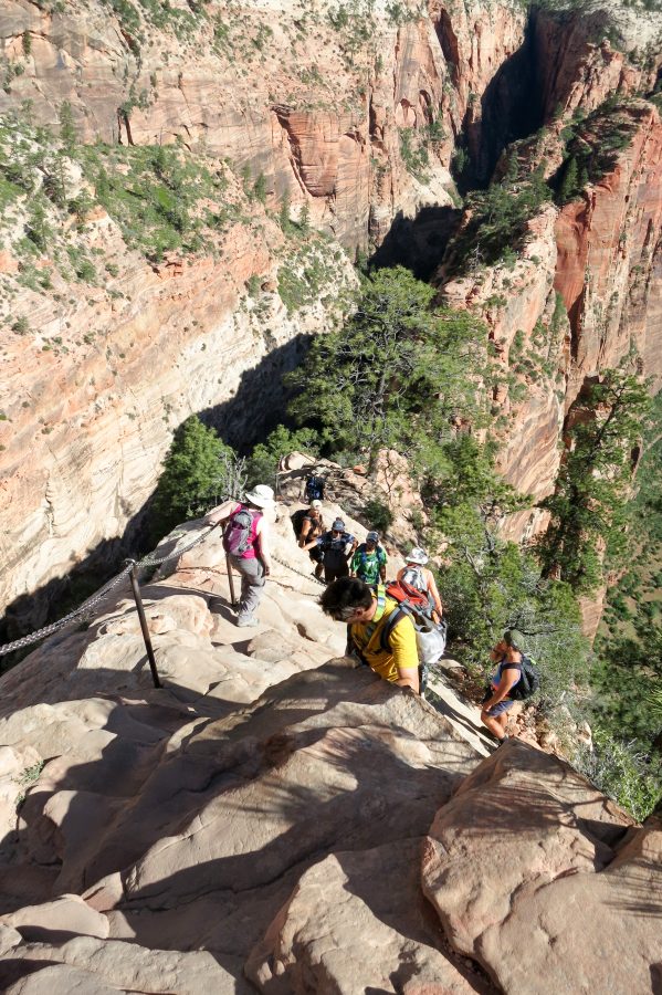 Down is harder than up... especially with swarms of people to pass.